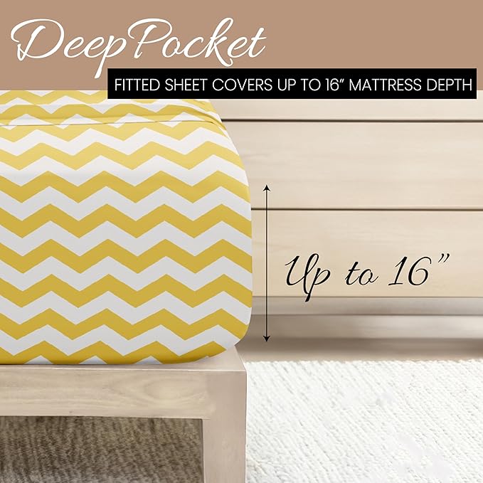 Linen Market 3 Piece Twin Bedding Sheet Set (Yellow Arrow) - Sleep Better Than Ever with These Ultra-Soft & Cooling Bed Sheets for Your Twin Size Bed - Deep Pocket Fits 16" Mattress - LeafyLoom