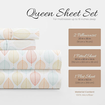 Linen Market 4 Piece Queen Bedding Sheet Set (Yellow Fall) - Sleep Better Than Ever with These Ultra-Soft & Cooling Bed Sheets for Your Queen Size Bed - Deep Pocket Fits 16" Mattress - LeafyLoom