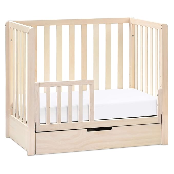 Carter's by DaVinci Colby 4-in-1 Convertible Mini Crib with Trundle Drawer in Washed Natural, Greenguard Gold Certified, Undercrib Storage - LeafyLoom