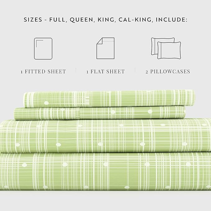 Linen Market 4 Piece Full Bedding Sheet Set (Moss Polka) - Sleep Better Than Ever with These Ultra-Soft & Cooling Bed Sheets for Your Full Size Bed - Deep Pocket Fits 16" Mattress - LeafyLoom