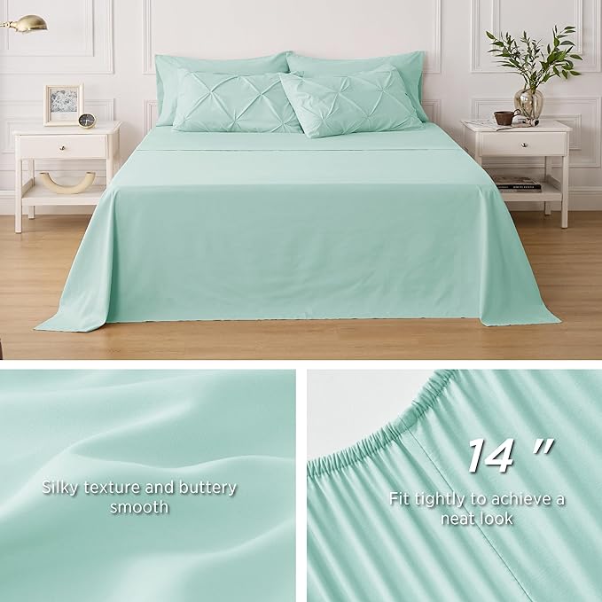 Bedsure Full Size Comforter Sets - Bedding Sets Full 7 Pieces, Bed in a Bag Green Bed Sets with Comforter, Sheets, Pillowcases & Shams - LeafyLoom