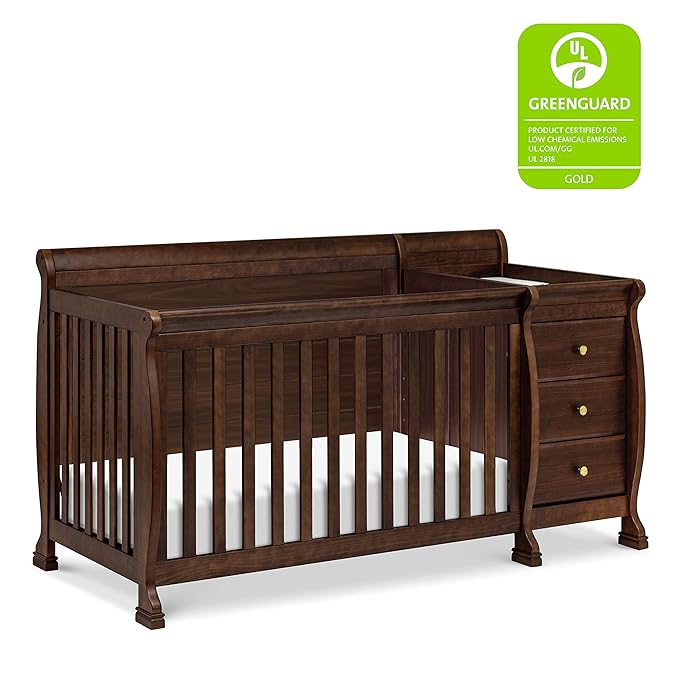 DaVinci Kalani 4-in-1 Convertible Crib and Changer Combo in Espresso - LeafyLoom