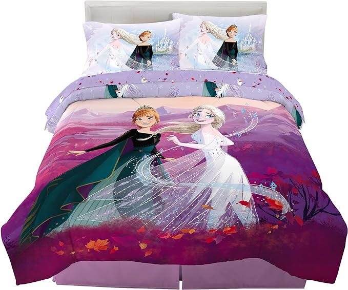 Disney Frozen 2 Kids Bedding Super Soft Comforter And Sheet Set, 5 Piece Full Size, "Official" Disney Product By Franco - LeafyLoom