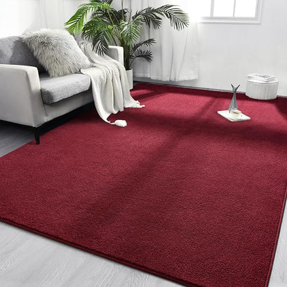 Area Rugs for Bedroom Living Room, 4x6 Rose Red Super Soft Comfy Thickened Memory-Foam Indoor Carpets, Modern Aesthetic Minimalist Carpet for Boys Girls Adults Apartment Nursery Home Décor - LeafyLoom