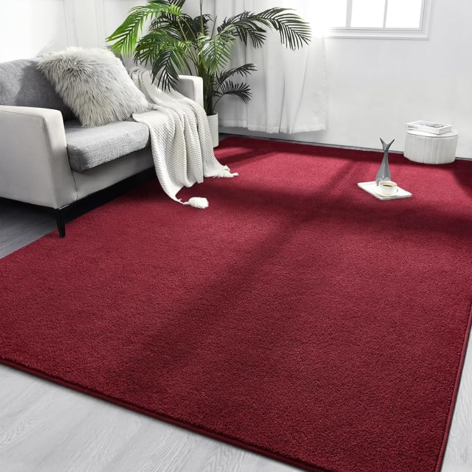 Area Rugs for Bedroom Living Room, 6x9 Rose Red Super Soft Comfy Thickened Memory-Foam Indoor Carpets, Modern Aesthetic Minimalist Carpet for Boys Girls Adults Apartment Nursery Home Décor - LeafyLoom