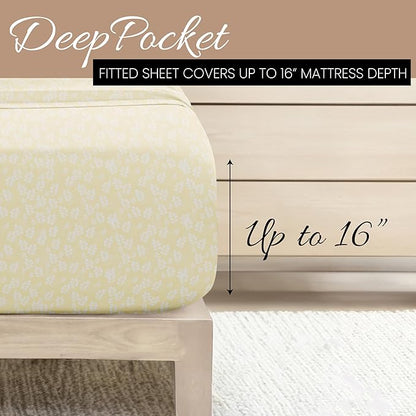 Linen Market 4 Piece Full Bedding Sheet Set (Ivory Wheatfield) - Sleep Better Than Ever with These Ultra-Soft & Cooling Bed Sheets for Your Full Size Bed - Deep Pocket Fits 16" Mattress - LeafyLoom