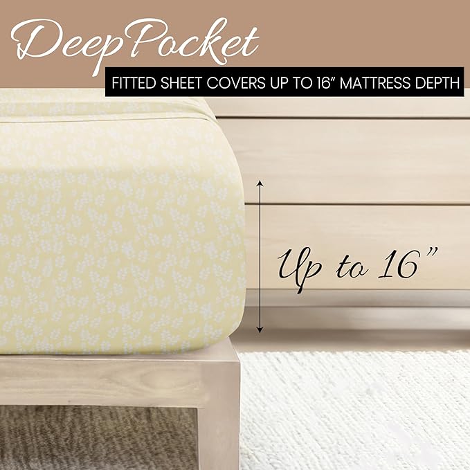 Linen Market 4 Piece Twin Bedding Sheet Set (Wheatfield Ivory) - Sleep Better Than Ever with These Ultra-Soft & Cooling Bed Sheets for Your Twin Size Bed - Deep Pocket Fits 16" Mattress - LeafyLoom