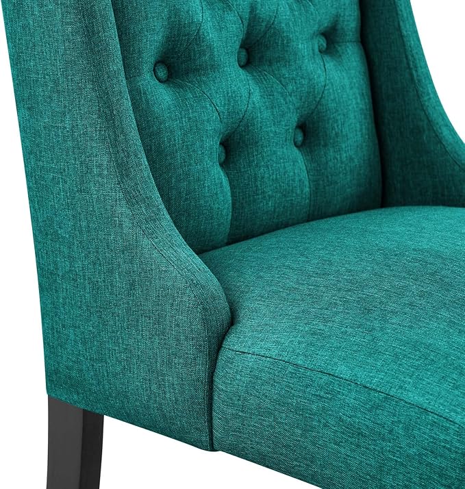 Modway Baronet Button Tufted Fabric, One Dining Chair, Teal - LeafyLoom