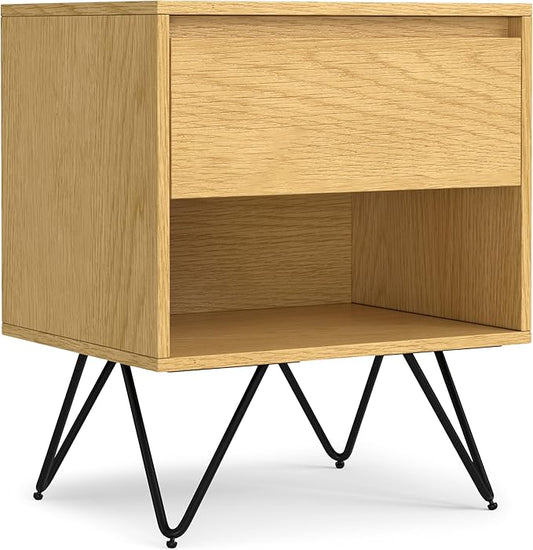 SIMPLIHOME Hunter Nightstand, 20 inch, Oak - LeafyLoom