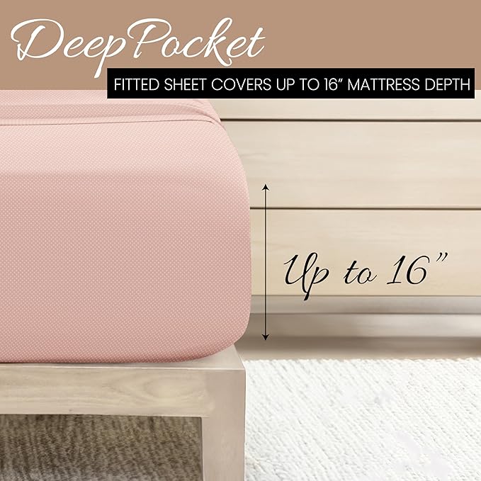 Linen Market 4 Piece Queen Bedding Sheet Set (Pink Heart) - Sleep Better Than Ever with These Ultra-Soft & Cooling Bed Sheets for Your Queen Size Bed - Deep Pocket Fits 16" Mattress - LeafyLoom