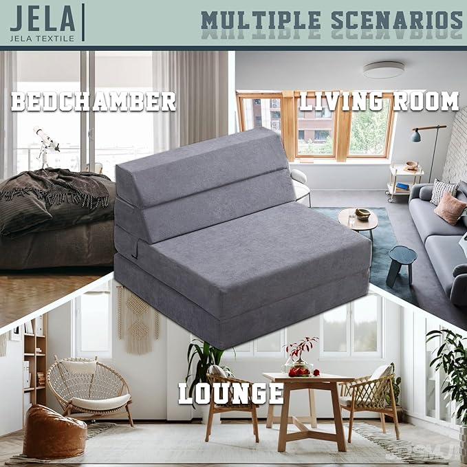 jela Sofa Bed Foldable Mattress Luxury Corduroy, Folding Sleeper Sofa Chair Bed Floor Mattress Floor Couch, Fold Out Couch Futon Mattress for Guest Room, Living Room - LeafyLoom