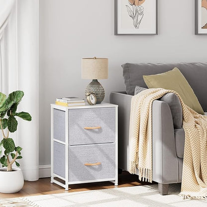 Nicehill Nightstand, Nightstand for Bedroom with Drawers, Small Dresser with Drawers, Bedside Table Bedside Furniture, Night Stand End Table with Storage Drawers for Bedroom, Light Grey - LeafyLoom