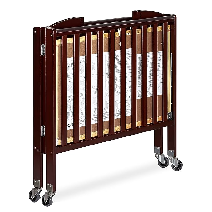 3 in 1 Portable Folding Stationary Side Crib in Espresso, Greenguard Gold Certified , 41x26x40 Inch (Pack of 1) - LeafyLoom