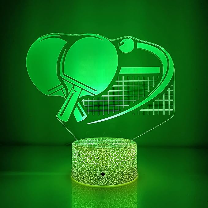 Optical Illusion 3D Ping Pong Paddle Night Light USB Power Remote Control LED Decor Table Desk Lamps 7/16 Colors Changing Lights Children Kids Gift Christmas Xmas Brithday Gift - LeafyLoom