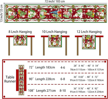 Christmas Table Runner 72 Inches Long Snowflake Buffalo Plaid Table Runner Christmas Theme Holiday Xmax Snowman Gnome Christmas Table Runner for Kitchen Dining Table Home Party Decorations Unibyby