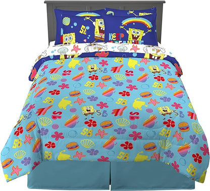 Franco Kids Bedding Super Soft Comforter and Sheet Set with Sham, 7 Piece Full Size, Spongebob Squarepants - LeafyLoom