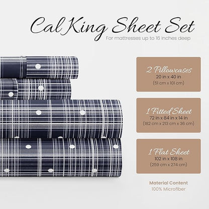 Linen Market 4 Piece Full Bedding Sheet Set (Navy Polka) - Sleep Better Than Ever with These Ultra-Soft & Cooling Bed Sheets for Your Full Size Bed - Deep Pocket Fits 16" Mattress - LeafyLoom