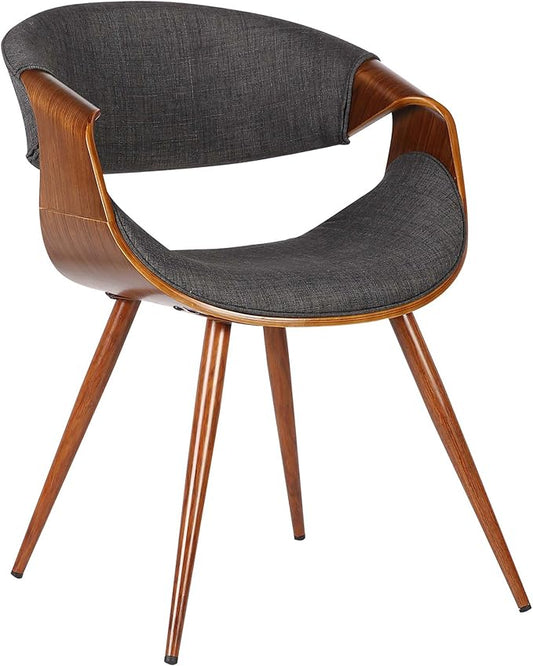 Armen Living Butterfly Dining Chair in Charcoal Fabric and Walnut Wood Finish 22D x 21W x 29H in - LeafyLoom