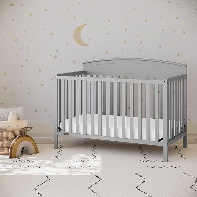 Graco Benton 5-in-1 Convertible Crib (Pebble Gray) – GREENGUARD Gold Certified, Converts from Baby Crib to Toddler Bed, Daybed and Full-Size Bed, Fits Standard Full-Size Crib Mattress - LeafyLoom