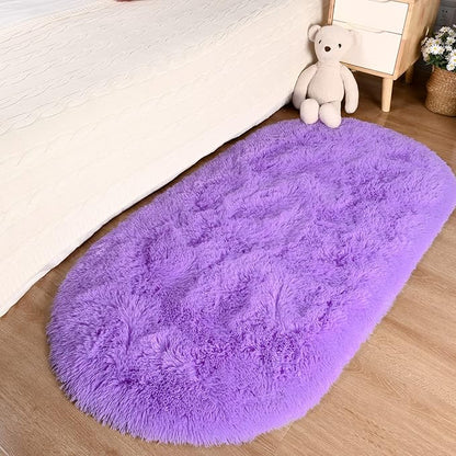 Merelax Soft Shaggy Rug for Kids Bedroom, Oval 2.6'x5.3' Purple Plush Fluffy Carpets for Living Room, Furry Carpet for Teen Girls Room, Anti-skid Fuzzy Comfy Rug for Nursery Decor Cute Baby Play Mat - LeafyLoom