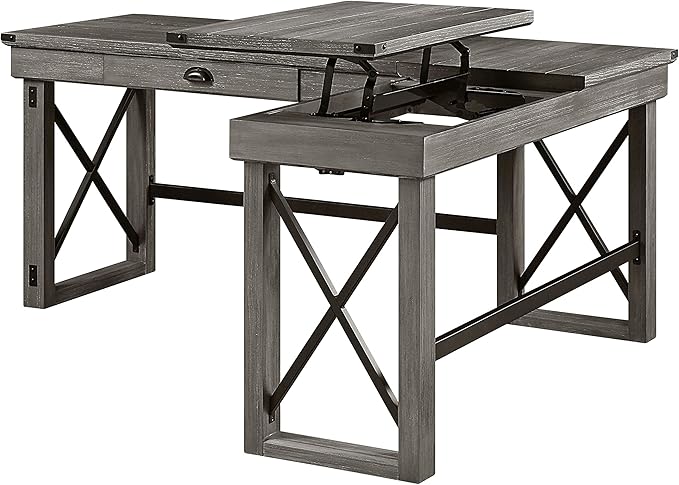 NicBex Laik-DW-00060-DX Desks, 67" W x 55" D x 30" H, Gray - LeafyLoom