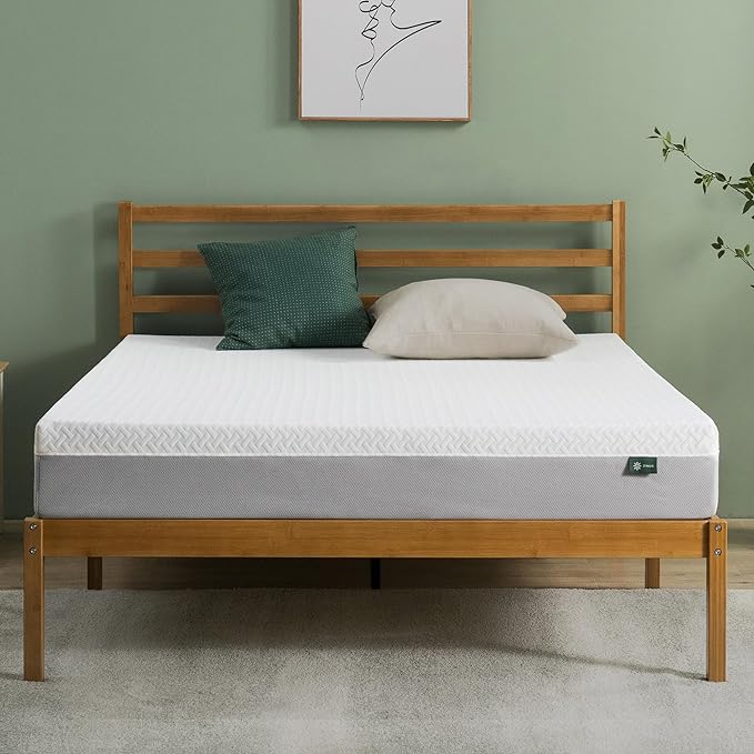 ZINUS 8 Inch Green Tea Essential Memory Foam Mattress [New Version], Full, Fiberglass Free, Medium Feel, Breathable Airflow Memory Foam, Certified Safe Foams & Fabric, Mattress in A Box - LeafyLoom