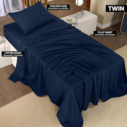 Utopia Bedding Twin XL Sheets - 3 Piece Bedding - Brushed Microfiber - Shrinkage and Fade Resistant - Easy Care (Twin XL Twin Extra Long Navy) - LeafyLoom