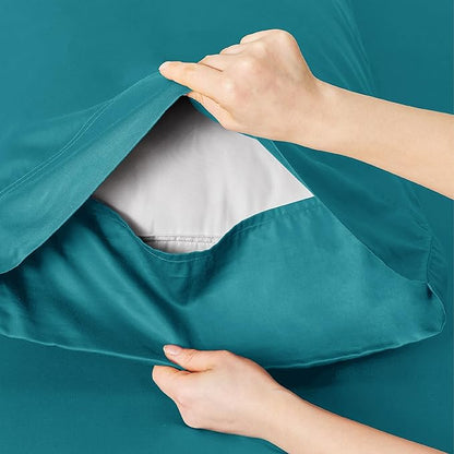 Bedsure Full Size Sheets, Cooling Sheets Full, Rayon Derived from Bamboo, Deep Pocket Up to 16", Breathable & Soft Bed Sheets, Hotel Luxury Silky Bedding Sheets & Pillowcases, Turquoise - LeafyLoom