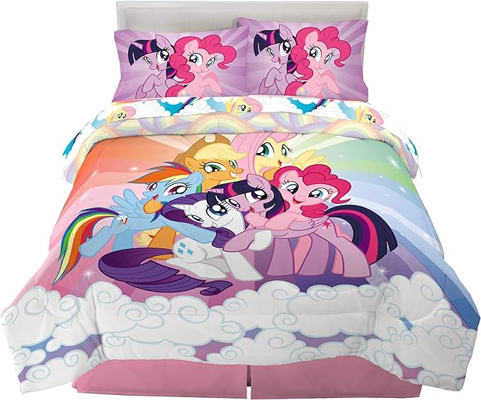 Franco Kids Bedding Super Soft Microfiber Comforter and Sheet Set, 5 Piece Full Size, My Little Pony - LeafyLoom