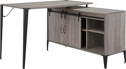 NicBex Laik-DW-00069-DX Desks, 48" W x 48" D x 31" H, Gray Oak+Black - LeafyLoom