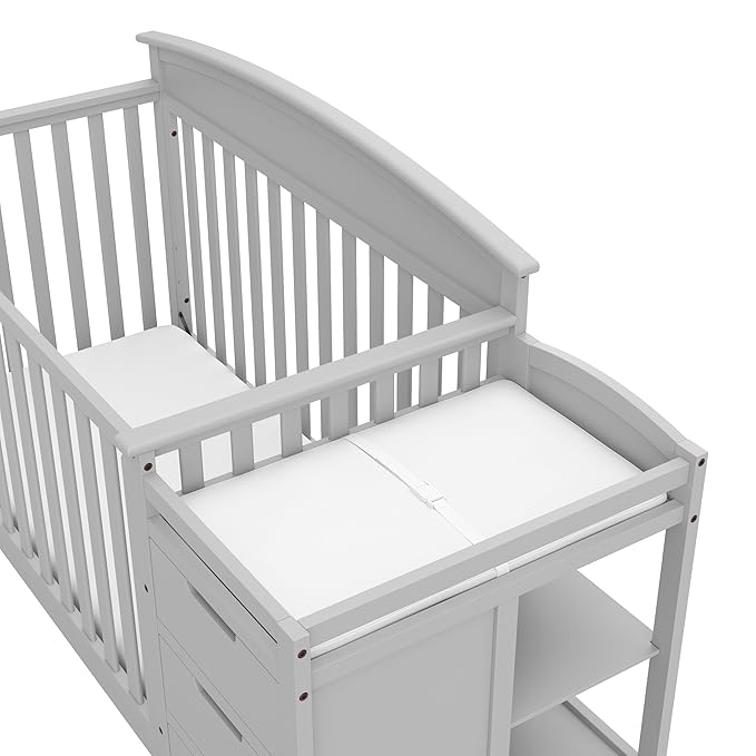 Graco Benton 5-in-1 Convertible Crib and Changer (Pebble Gray) – Crib and Changing Table Combo, Includes Water-Resistant Changing Pad, 3 Drawers, Converts to Toddler Bed, Daybed and Full-Size Bed - LeafyLoom