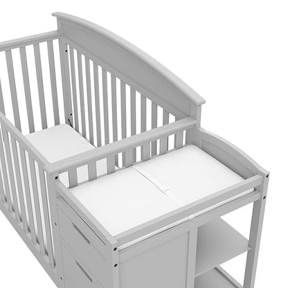 Graco Benton 5-in-1 Convertible Crib and Changer (Pebble Gray) – Crib and Changing Table Combo, Includes Water-Resistant Changing Pad, 3 Drawers, Converts to Toddler Bed, Daybed and Full-Size Bed - LeafyLoom