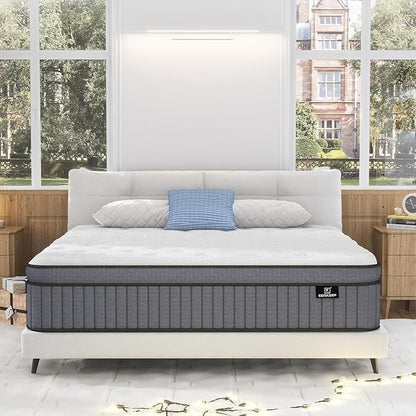 King Size Mattress - Upgrade Strengthen - 12 Inch Hybrid King Mattress in a Box, Mattress King Size with High density Memory Foam and Independent Pocket Springs, Strong Edge Support,Firm - LeafyLoom