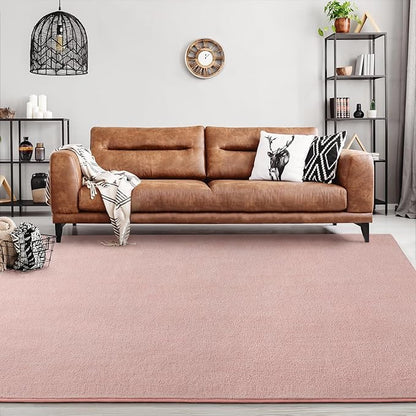 Area Rugs for Bedroom Living Room, 5x8 Pink Super Soft Comfy Thickened Memory-Foam Indoor Carpets, Modern Aesthetic Minimalist Carpet for Boys Girls Adults Apartment Nursery Home Décor - LeafyLoom