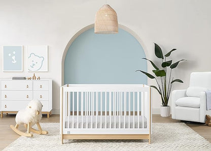 GAP babyGap Tate 4-in-1 Convertible Crib - Greenguard Gold Certified, Bianca White/Natural - LeafyLoom