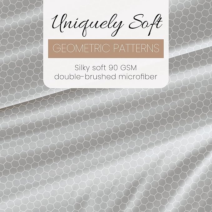 Linen Market 4 Piece King Bedding Sheet Set (Gray Geometric) - Sleep Better Than Ever with These Ultra-Soft & Cooling Bed Sheets for Your King Size Bed - Deep Pocket Fits 16" Mattress - LeafyLoom