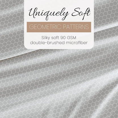 Linen Market 4 Piece King Bedding Sheet Set (Gray Geometric) - Sleep Better Than Ever with These Ultra-Soft & Cooling Bed Sheets for Your King Size Bed - Deep Pocket Fits 16" Mattress - LeafyLoom