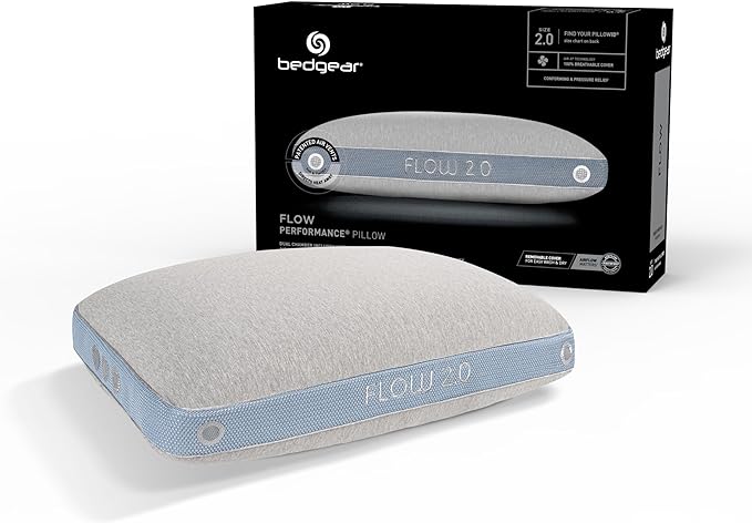 Bedgear Flow Performance Pillow - Size 2.0 - Soft Bed Pillows for All Sleep Positions - Maximum Breathability - Washable Cover- Back, Stomach, and Side Sleeper Pillow - 20" W x 26" L x 5.75" H - LeafyLoom