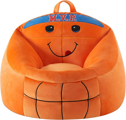 Heritage Kids Micromink Squishy Bean Bag Chair for Kids Ages 3+, Basketball - LeafyLoom