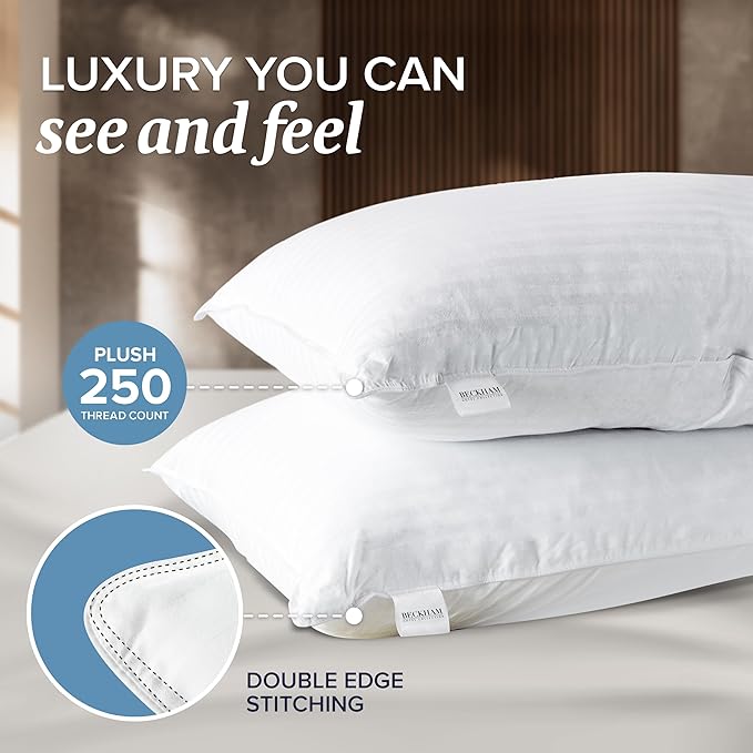 Beckham Hotel Collection King Size Memory Foam (Adjustable Fill) Bed Pillows Set of 2 - Cooling Shredded Foam Pillow for Back, Stomach or Side Sleepers - LeafyLoom