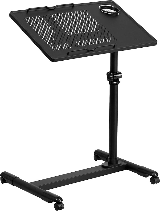 Flash Furniture Macon Black Adjustable Height Steel Mobile Computer Desk - LeafyLoom