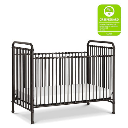 Namesake Abigail 3-in-1 Convertible Metal Crib in Vintage Iron, Greenguard Gold Certified - LeafyLoom