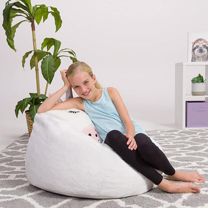 Posh Creations Cute Soft and Comfy Bean Bag Chair for Kids, Animal - Pink Llama - LeafyLoom