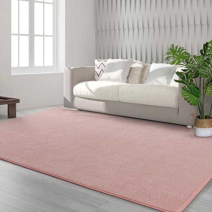 Area Rugs for Bedroom Living Room, 5x8 Pink Super Soft Comfy Thickened Memory-Foam Indoor Carpets, Modern Aesthetic Minimalist Carpet for Boys Girls Adults Apartment Nursery Home Décor - LeafyLoom