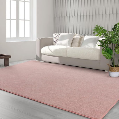 Area Rugs for Bedroom Living Room, 6x9 Pink Super Soft Comfy Thickened Memory-Foam Indoor Carpets, Modern Aesthetic Minimalist Carpet for Boys Girls Adults Apartment Nursery Home Décor - LeafyLoom