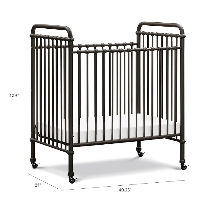 NAMESAKE Abigail 3-in-1 Convertible Mini Metal Crib in Vintage Iron, Greenguard Gold Certified - LeafyLoom