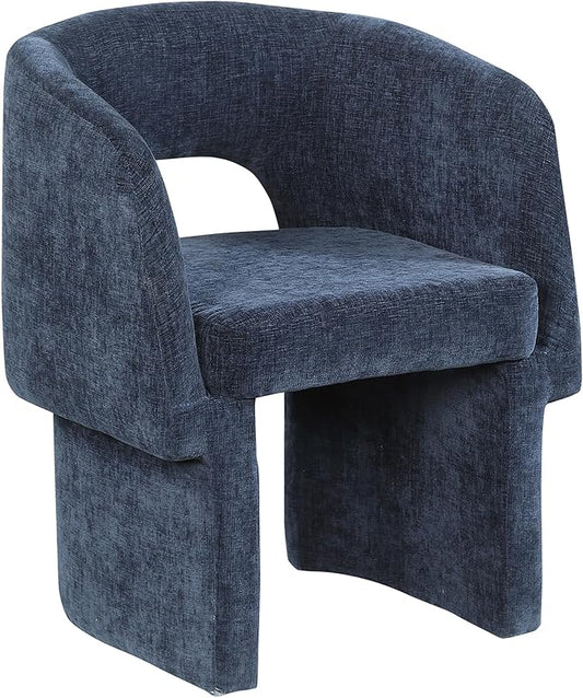 Meridian Furniture Emmet Collection Modern | Contemporary Dining Accent Chair with Rich Fabric, Steel Inner Frame, 26" W x 23.5" D x 30" H, Navy - LeafyLoom