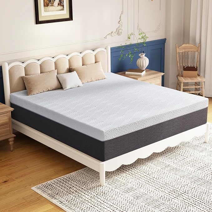 Full Mattress 10 inch No Fiberglass Gel Memory Foam Full Size Mattress in a Box of Foams and Fabric for Cooling Pressure Relief Sleep, 75" X 54" X 10", Medium, Firm - LeafyLoom