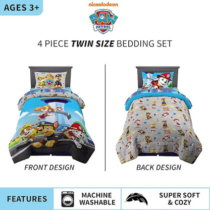 Franco Kids Bedding Super Soft Comforter and Sheet Set, 4 Piece Twin Size, Paw Patrol (Prints may vary) - LeafyLoom