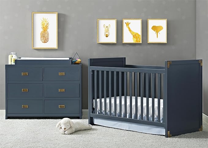 Baby Relax Miles 2-in-1 Convertible Crib, Graphite Blue - LeafyLoom